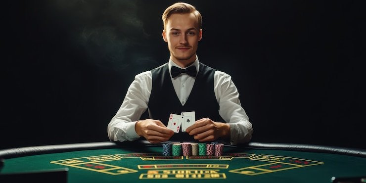 Tampilan live casino dengan dealer profesional dalam berbagai permainan kartu